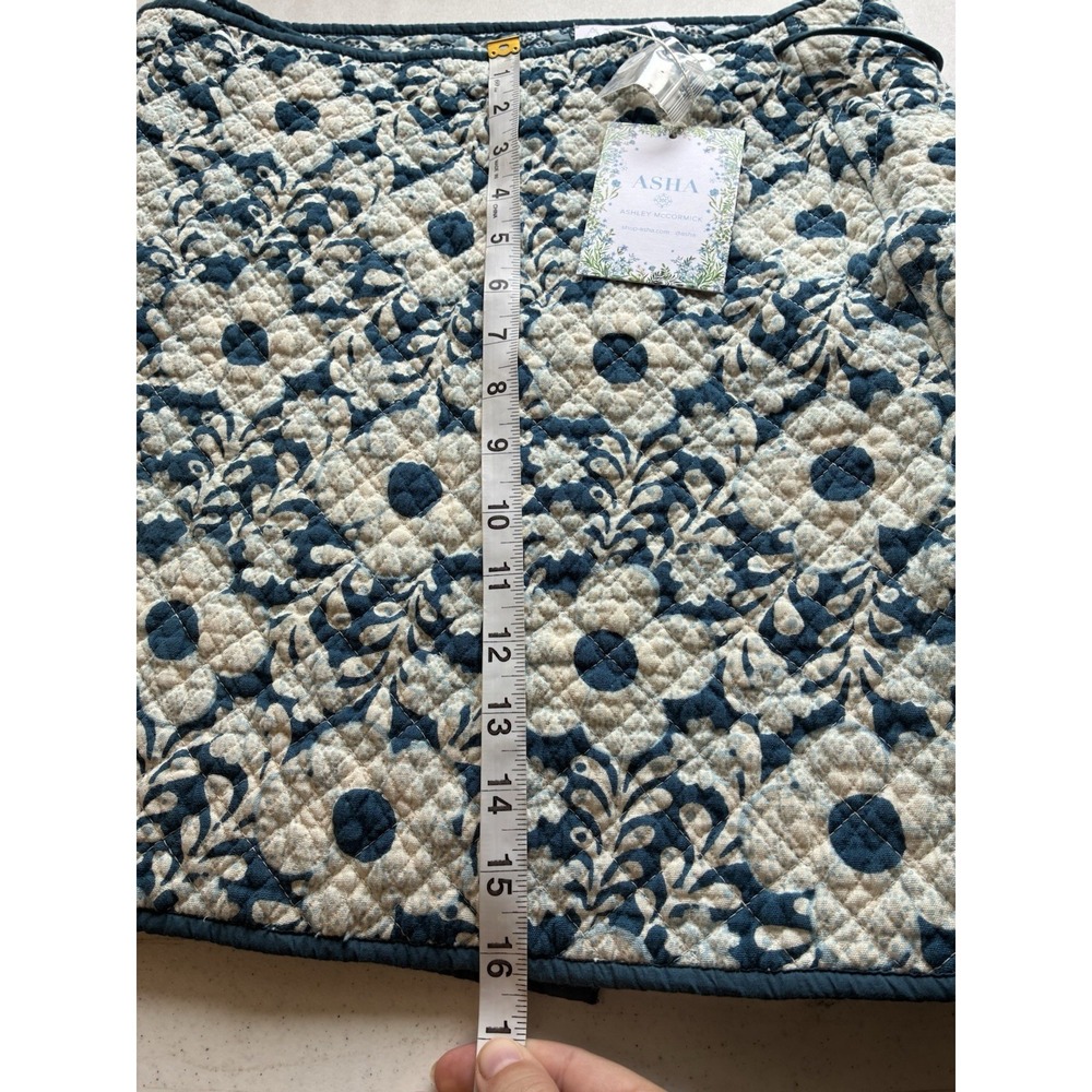 New! Asha Blue Ines Quilted Wrap Mini Skirt Sz Small Boho Cotton MSRP $250 - Picture 8 of 9